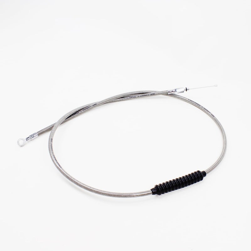 PJMTCUSTOM Chrome Silver Stainless Steel Braided Clutch Cable Fits For Harley Davidson Softail Dyna Sportster Touring Throttle by Cable Models (71.0" Long) - Image 4